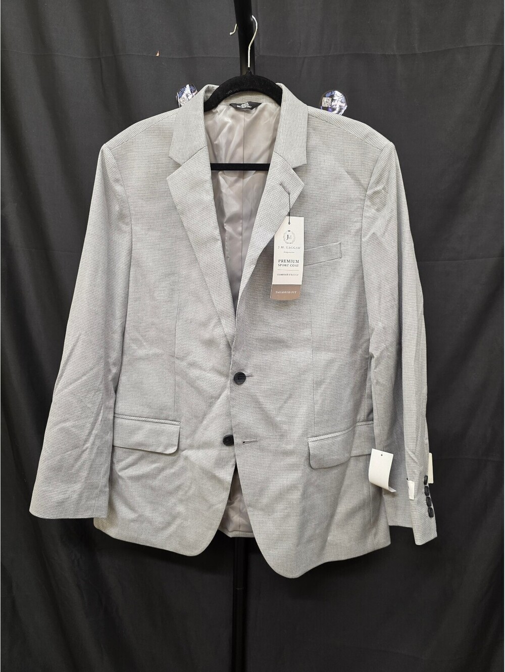 HAGGAR MEN’S PREMIUM TAILORED STRETCH SPORT COAT SILVER 42 SHORT